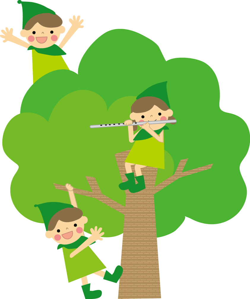 木と子供のイラスト 無料 フリー 素材