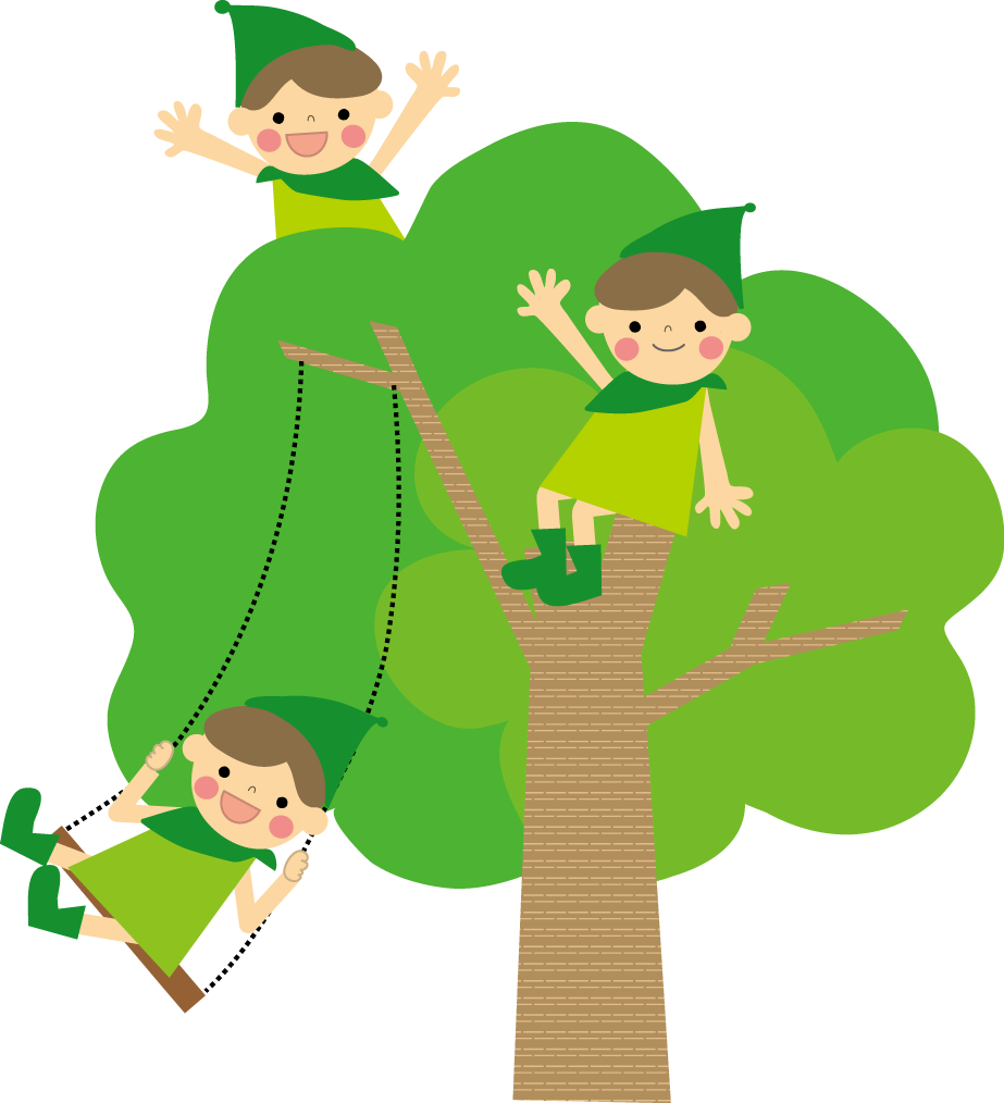 木と子供のイラスト 無料 フリー 素材