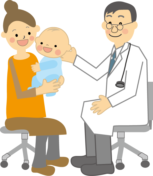 乳幼児健診 医療 医師と赤ちゃんのイラスト 無料イラストフリー素材