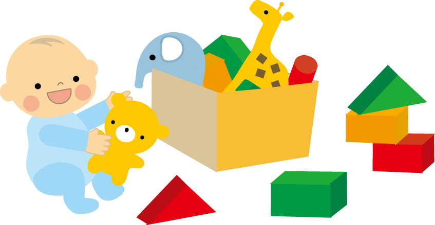 積み木とおもちゃ箱 無料イラスト フリー素材