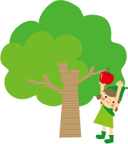 木と子供のイラスト