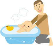 赤ちゃんのお風呂のイラスト1