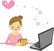 パソコンと女性のイラスト
