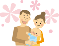 育児（子育て）家族とかわいい赤ちゃんのイラスト1